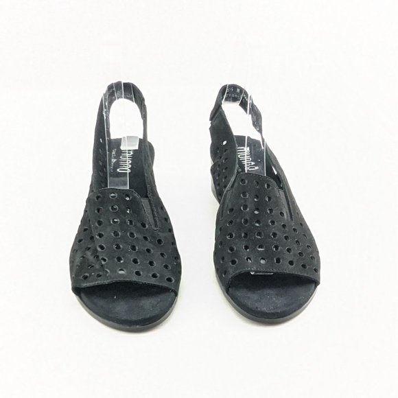 NEW Munroe Mickee Black Perforated Nubuck Sandal - Picture 2 of 7
